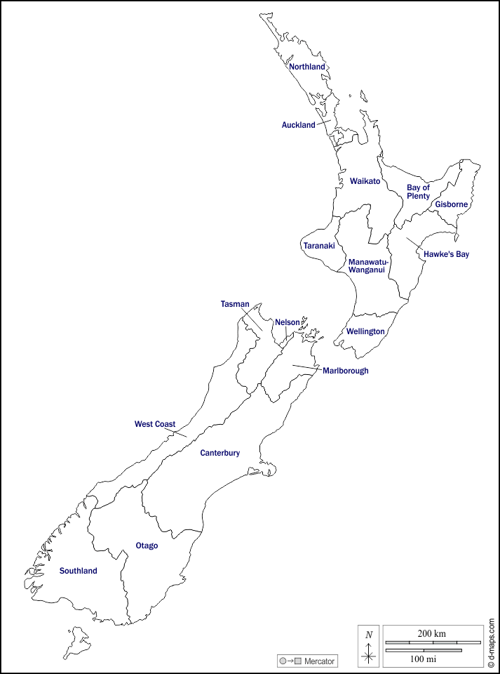 New Zealand free map, free blank map, free outline map, free base map , boundaries, names (white)