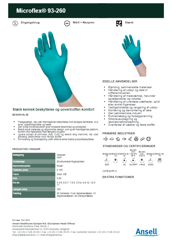 Microflex 93-260 datablad