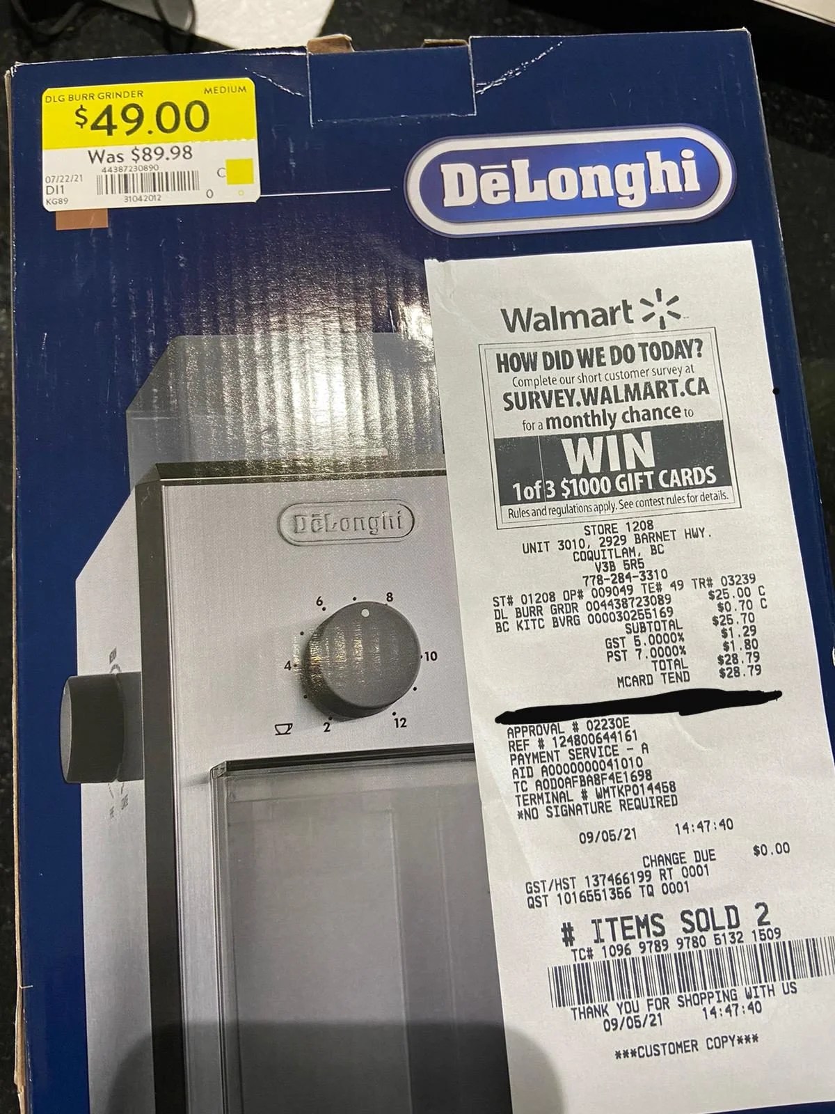 [Walmart] De’Longhi Burr Coffee Grinder 25 YMMV