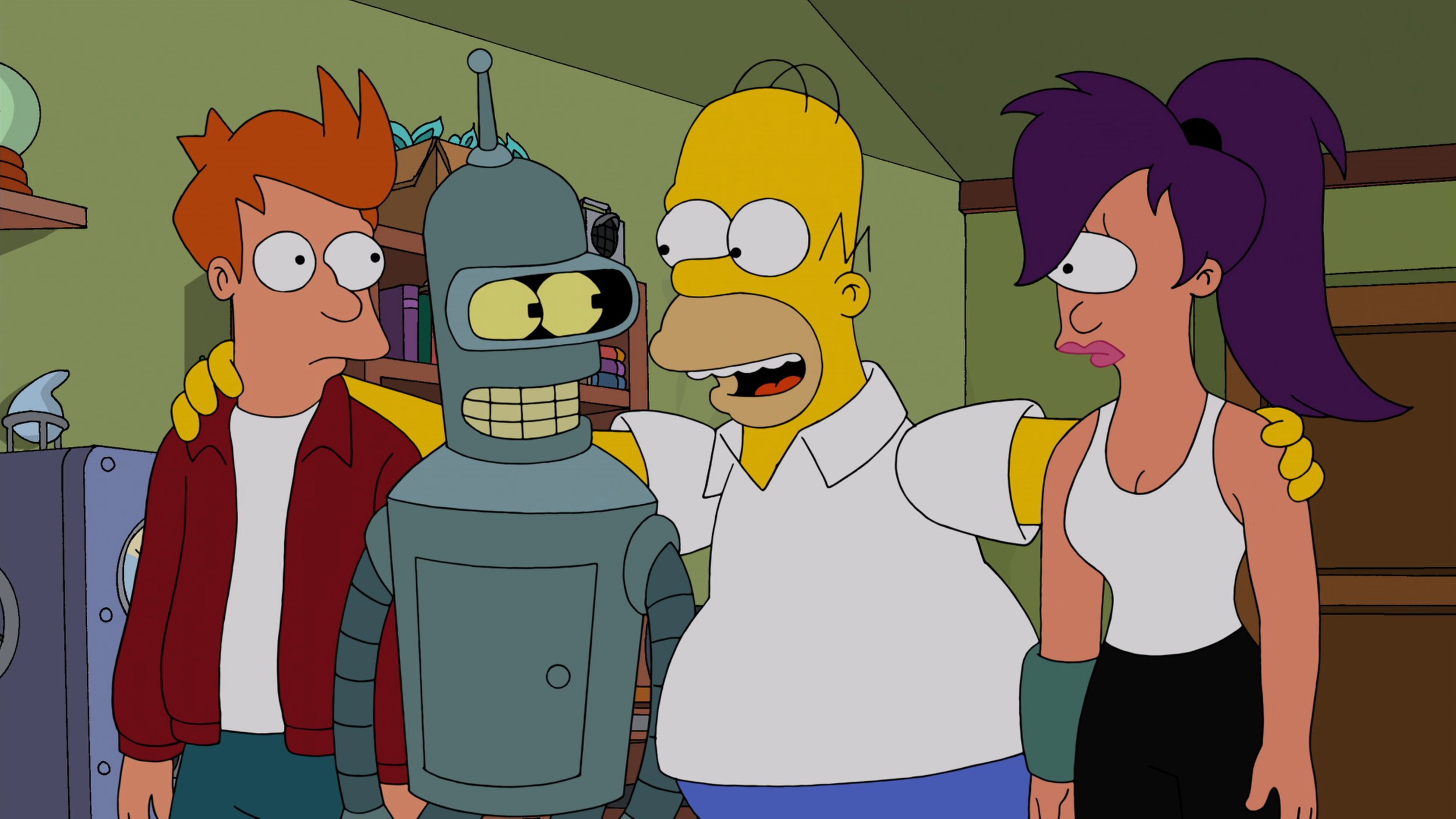 'Simpsons,' 'Futurama' Crossover Clip Shows Bender And Homer Bonding In