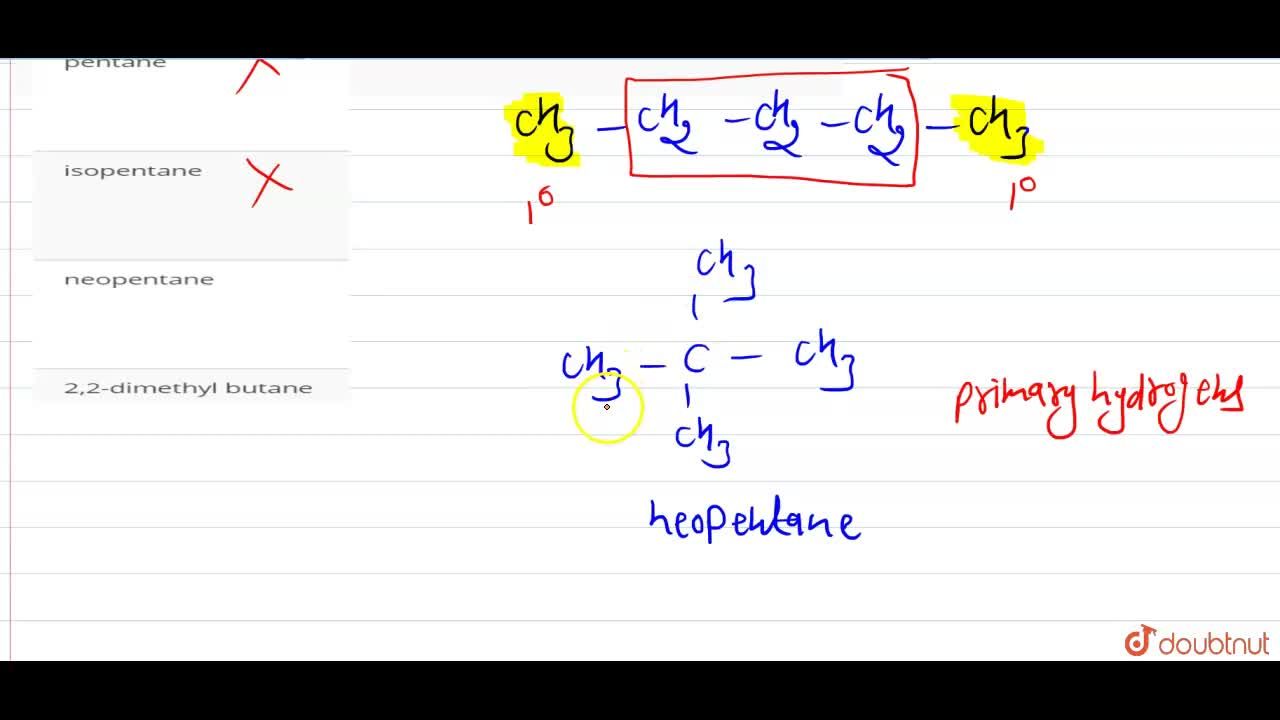 The Alkane Which Has Only Primary Hydrogen Atoms Is