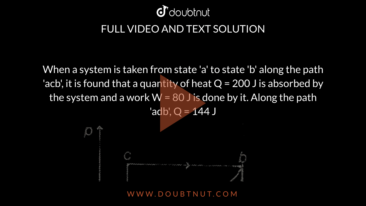 When A System Is Taken From State 'A' To State 'B' Along The Path 'Acb', It