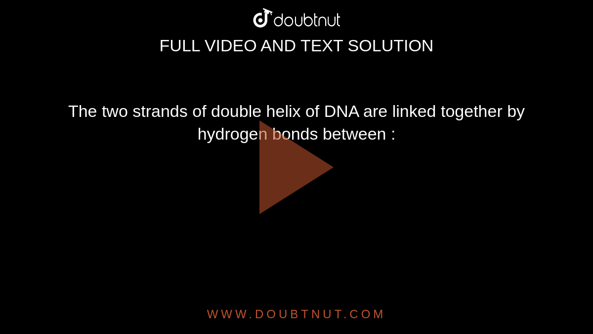 The Two Strands Of Double Helix Of Dna Are Linked Together By Hydrogen Bonds Between :