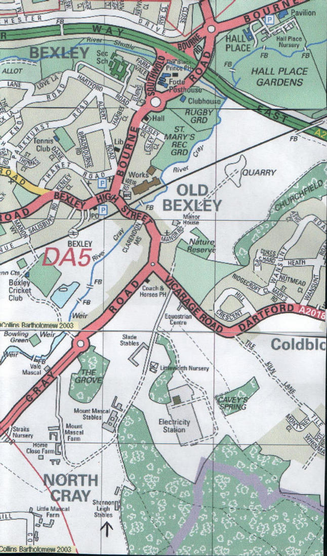 MAP OF BEXLEY, KENT/S.E. LONDON