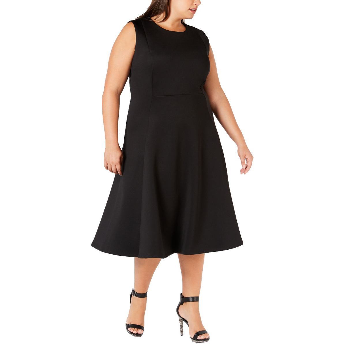 CALVIN KLEIN NEW Women's Black Plus Size Scuba Midi Fit