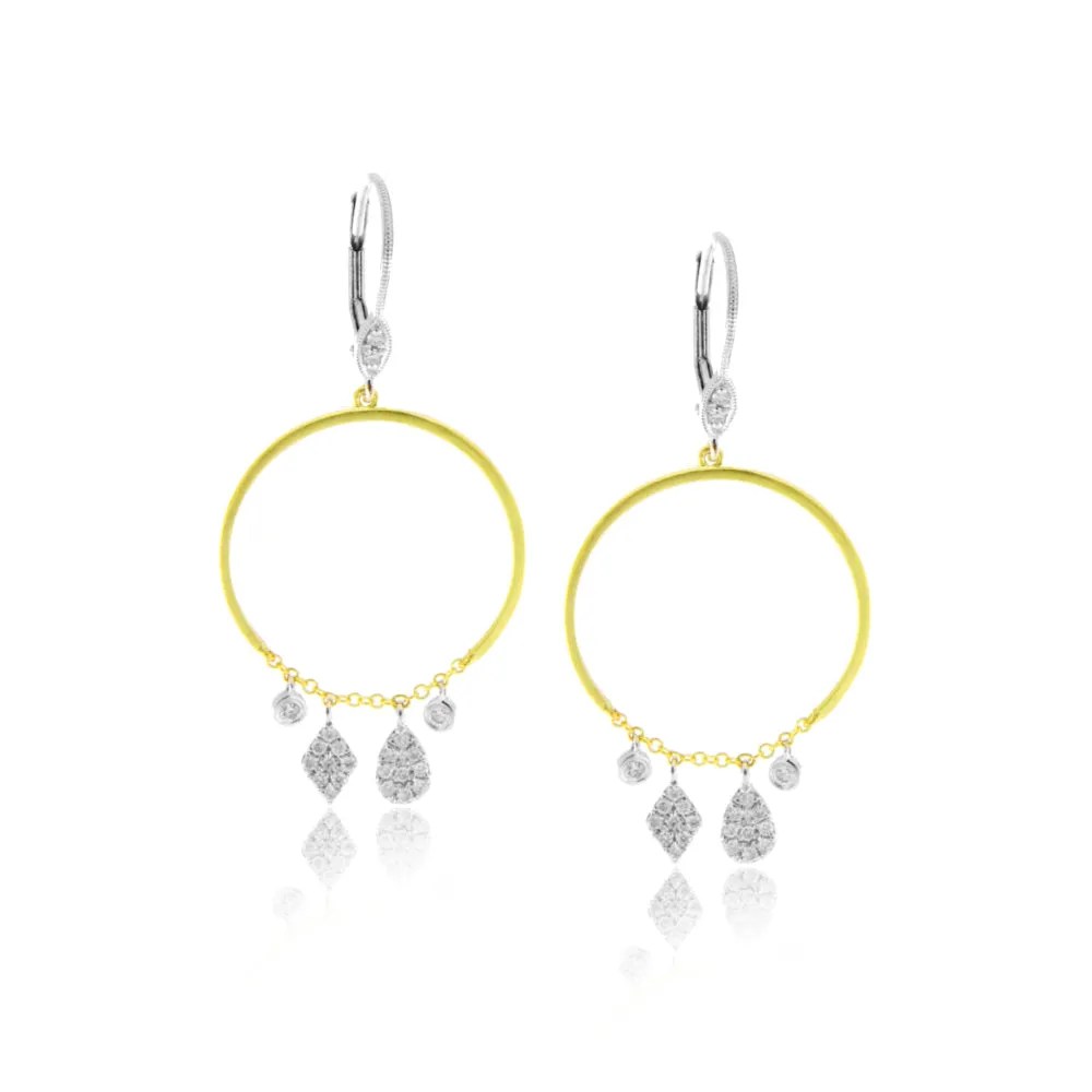 Yellow Gold Hoops with Diamond Charms Parallel