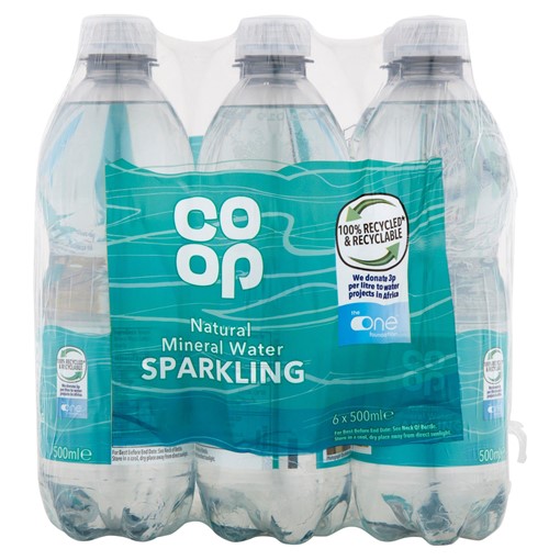 Coop Natural Mineral Water Sparkling 6 x 500ml Guernsey Online