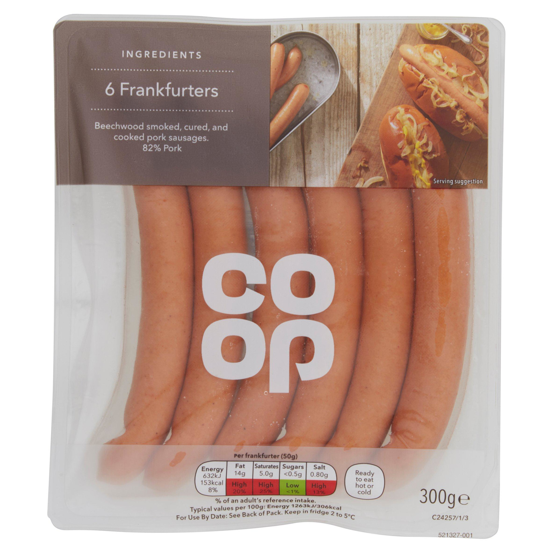 Coop 6 Frankfurters 300g Guernsey Online Groceries Channel Islands