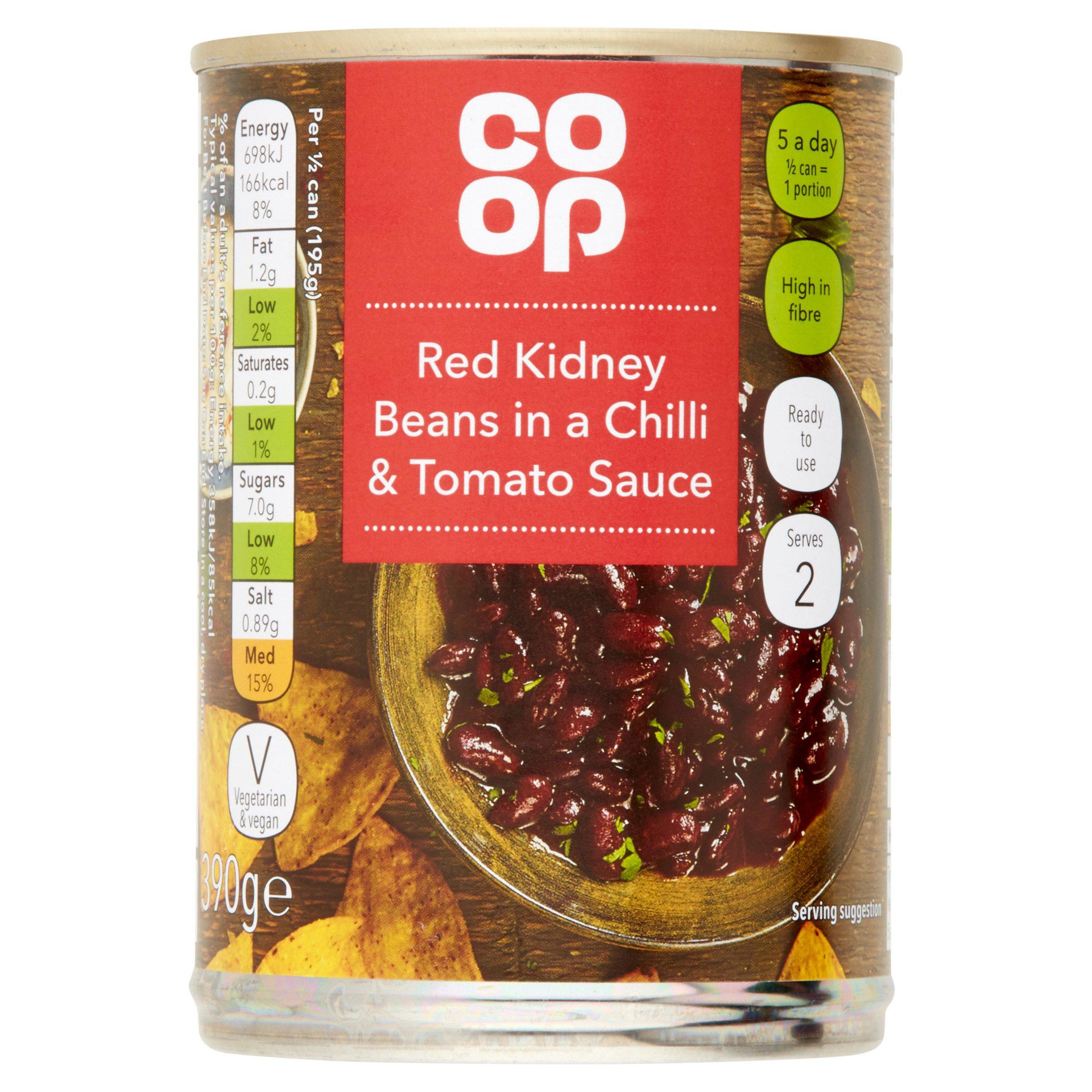 Co Op Red Kidney Beans in a Chilli & Tomato Sauce 390g Jersey Online