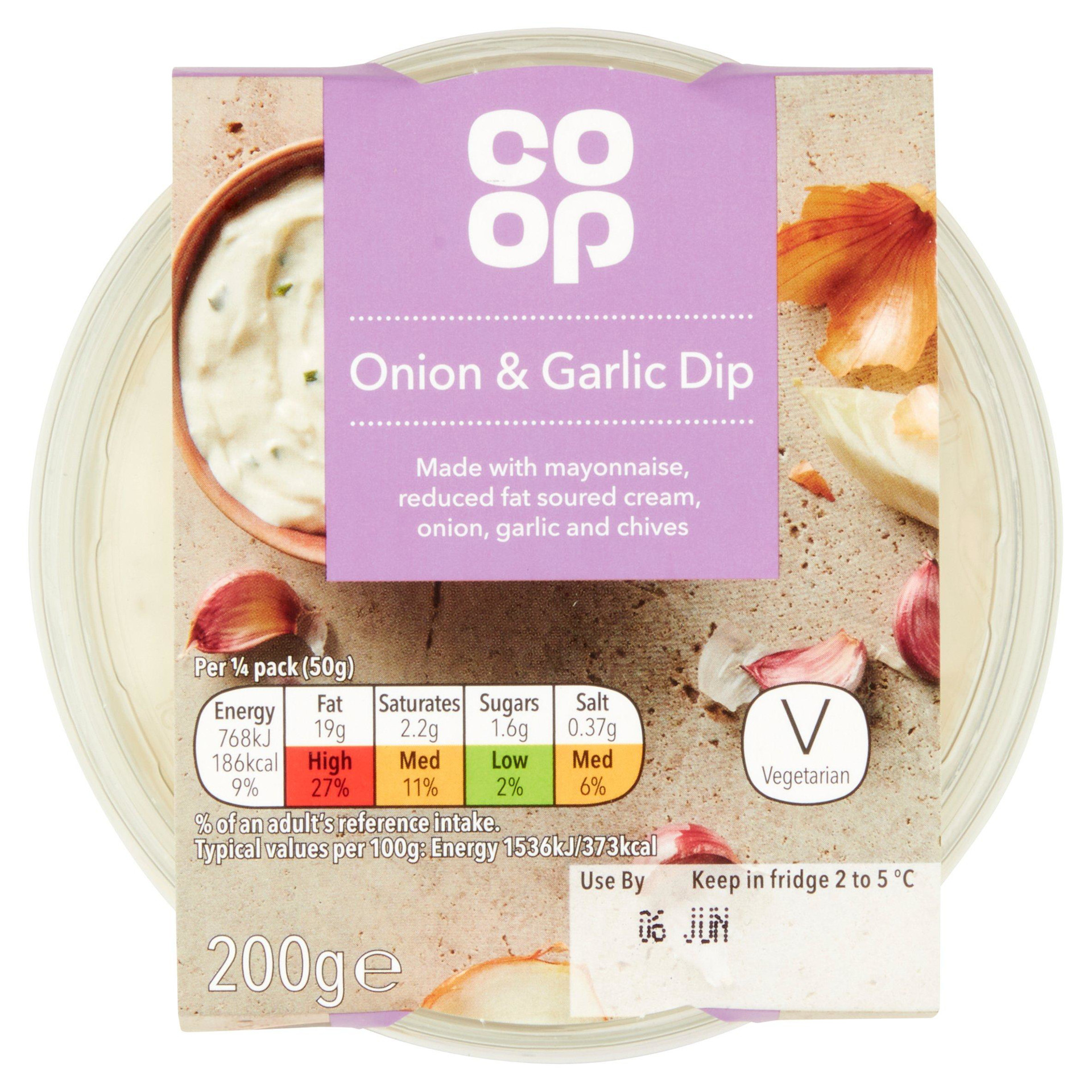 Co Op Onion & Garlic Dip 200g Channel Islands Cooperative Society