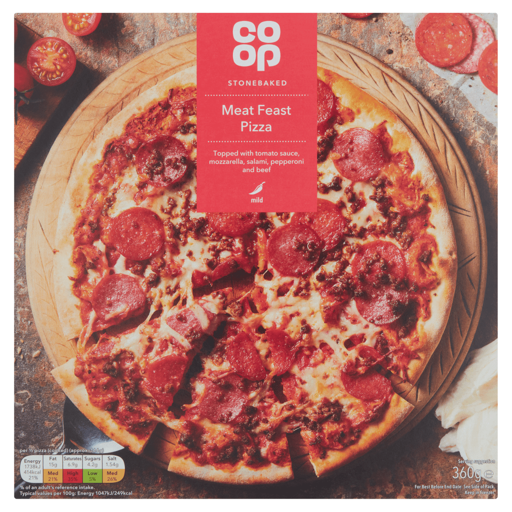Coop Meat Feast Stonebaked Pizza 3 Guernsey Online Groceries Channel Islands Cooperative