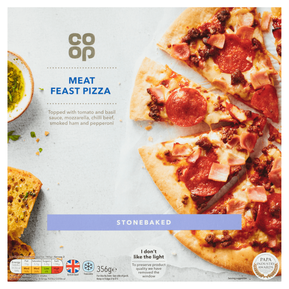 Coop Stonebake Meat Feast Pizza 35 Jersey Online Groceries Channel Islands Cooperative Society