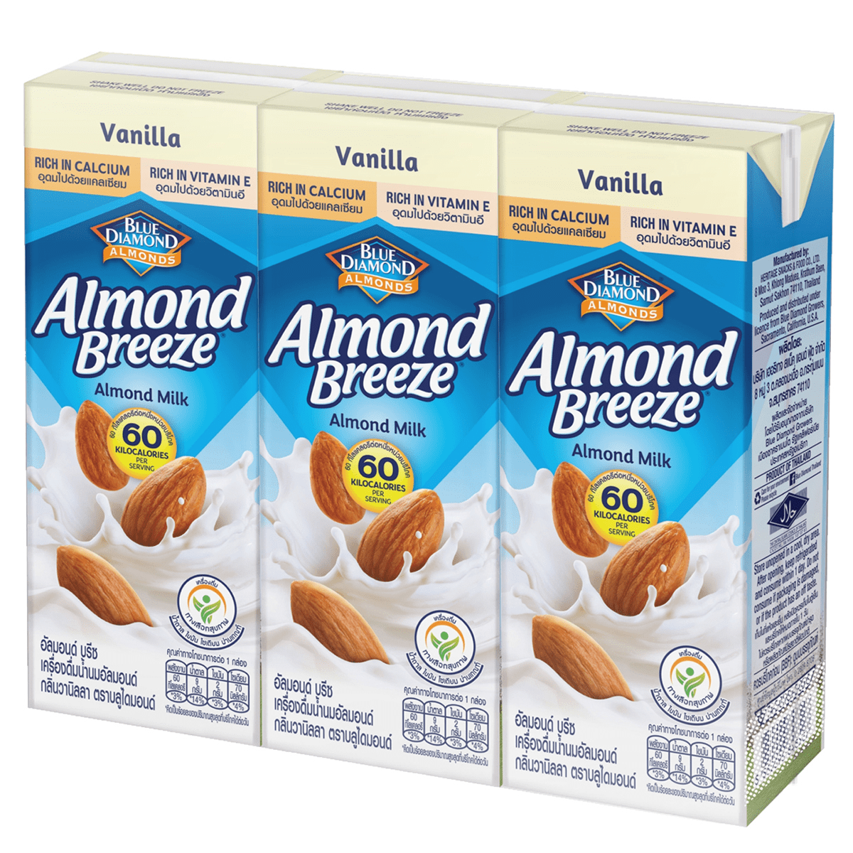 Blue Diamond Almond Breeze Vanilla Flavor Almond Milk 3 x 180ml Villa