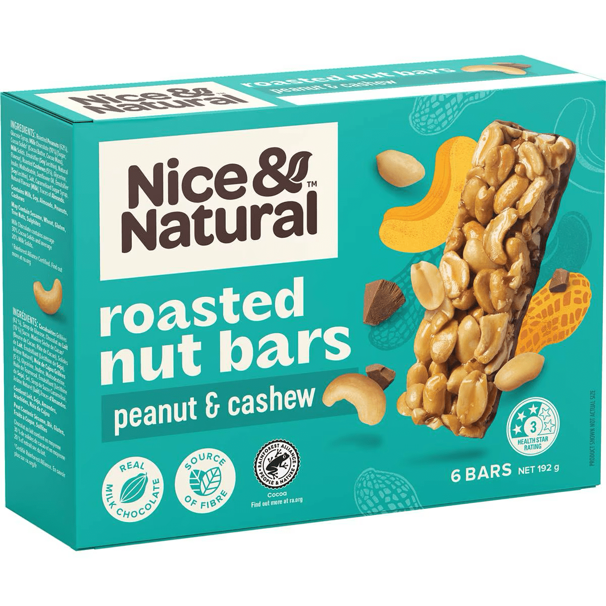 Nice & Natural Roasted Nut Bars Peanut And Cashew 192g Villa Market