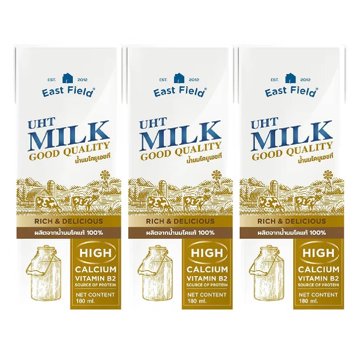 East Field Uht Milk Original 3x180ml Villa Market