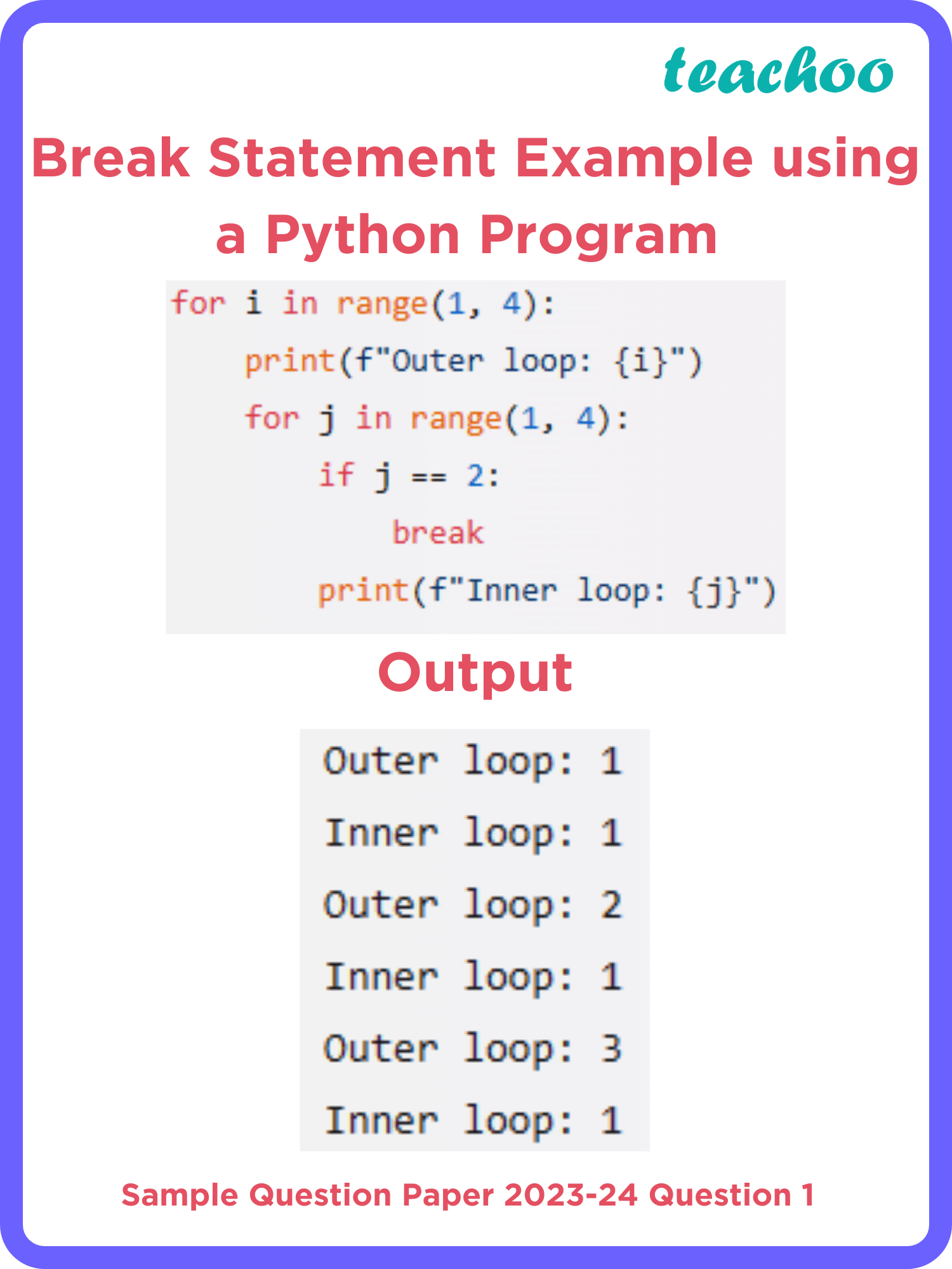 [True or False] “In a Python program, if a nested loop is given with