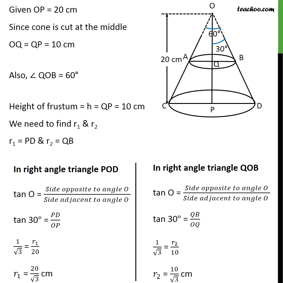 Ex 13.4, 5 A metallic right circular cone 20 cm high Ex 13.4