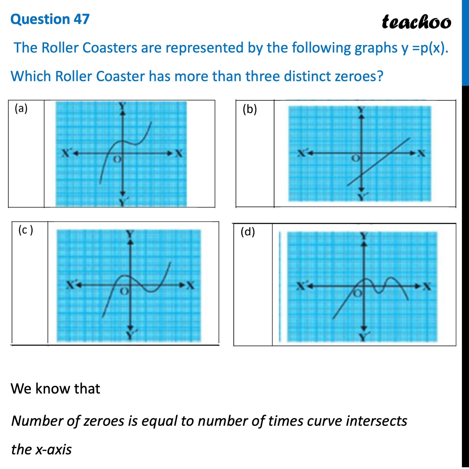 Ques 47 (Case Based) The Roller Coasters are represented by graphs