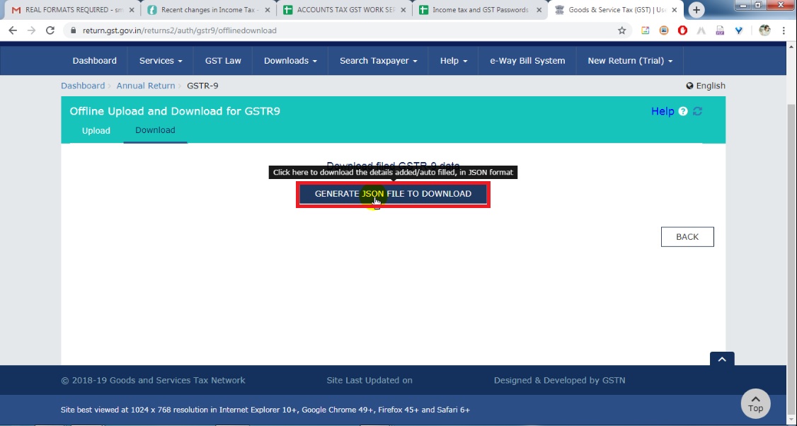 How to download and Use Json File for Annual Return GST Online Proce