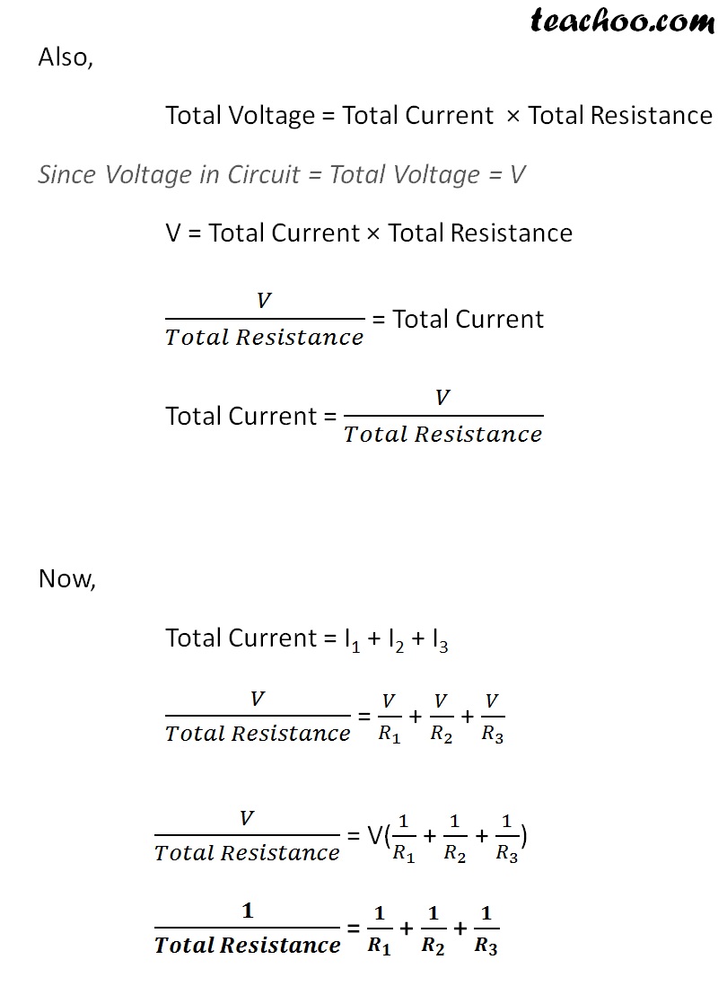 Resistance in Parallel Diagram, Formula and Numericals Teachoo