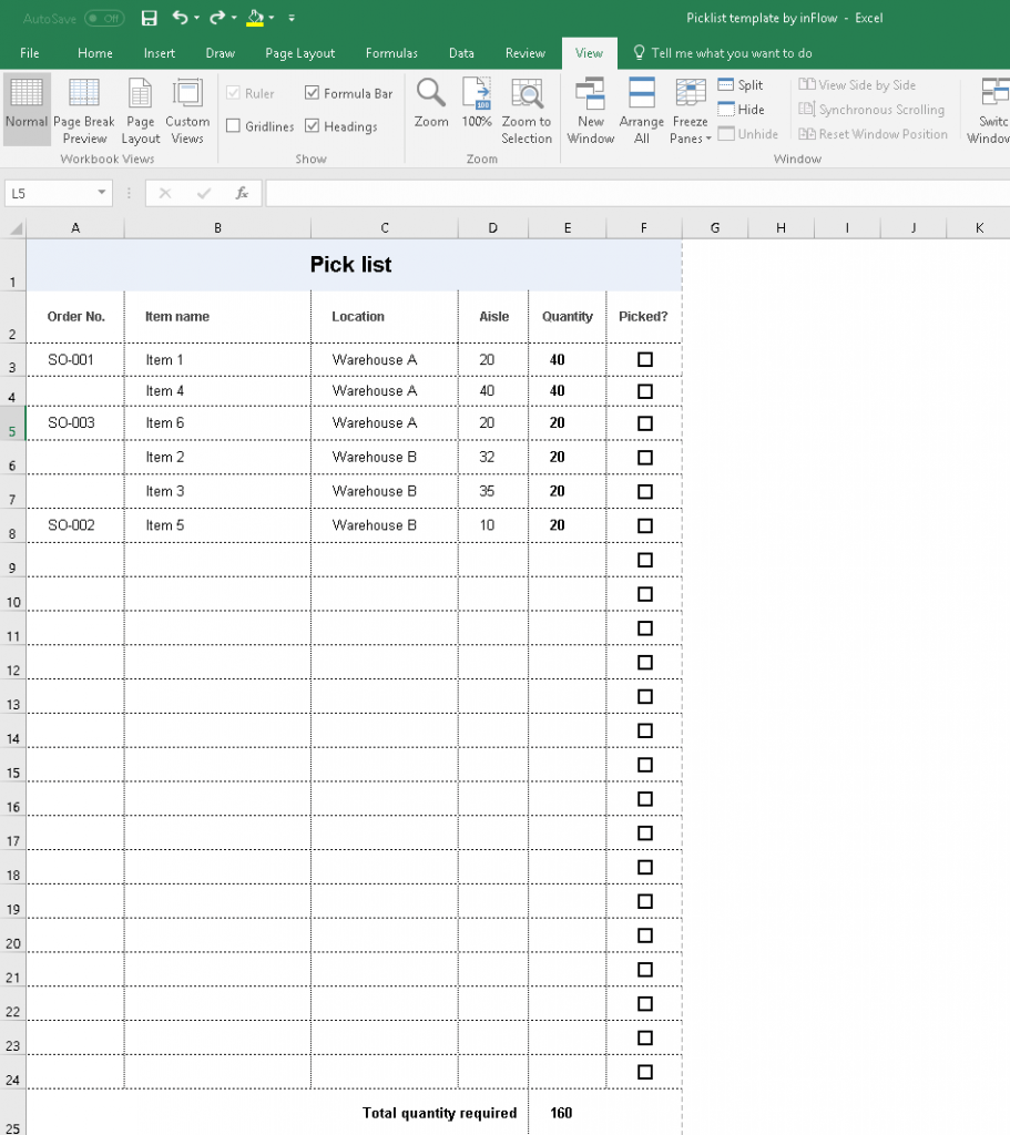 Retrieve Orders Faster With Our Inventory Picklist Template inFlow