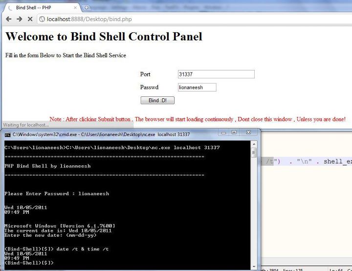 Bind Shell in PHP With Authentication Feature Go4Expert