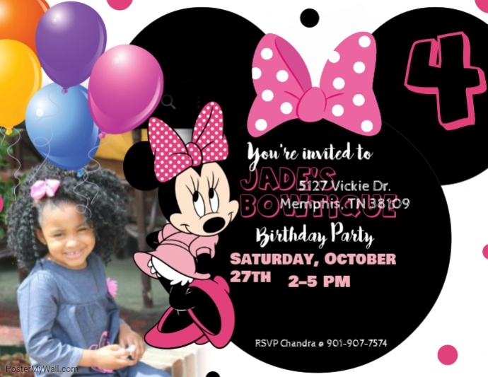 Copy of Minnie Mouse Birthday Invitation PosterMyWall