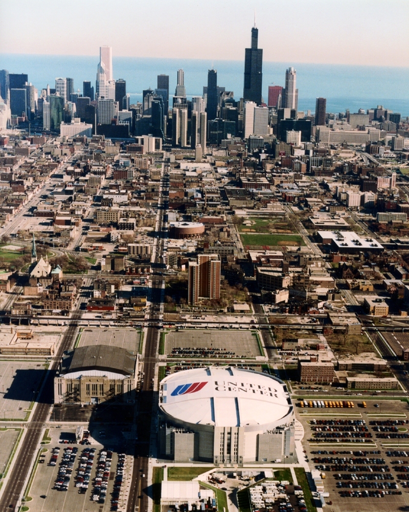 Aerial Of Chicago Stadium And United Center Chicago Blackhawks Framed