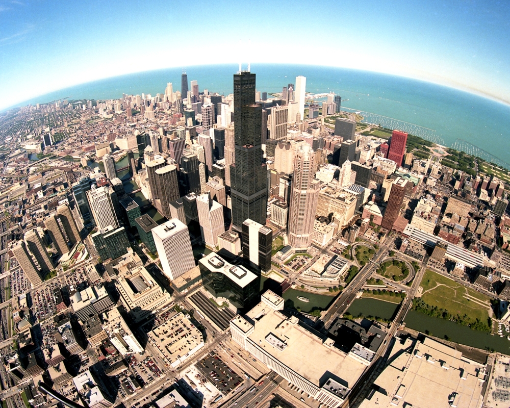 Sears Tower Aerial Chicago Lakefront Framed Print