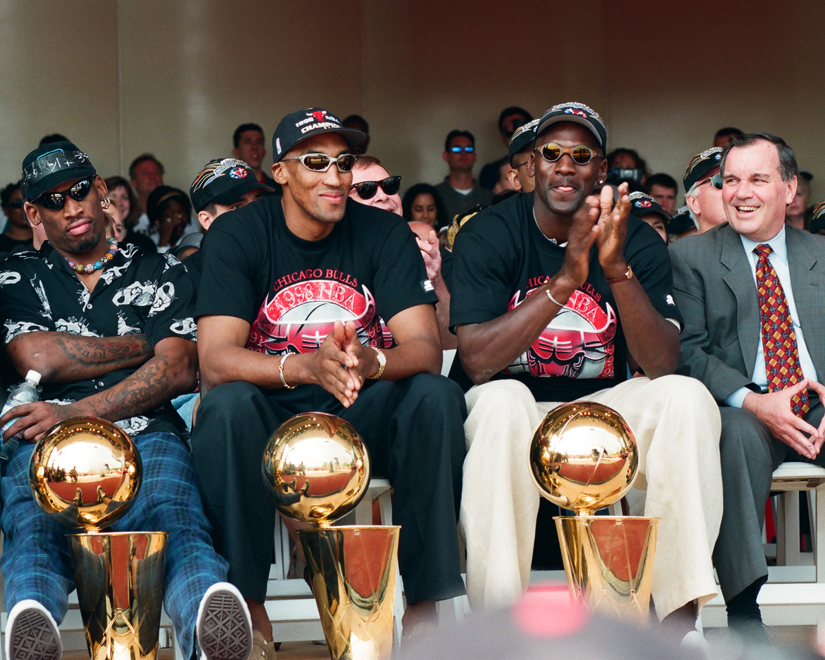 Rodman, Pippin And Jordan Chicago Bulls Framed Print