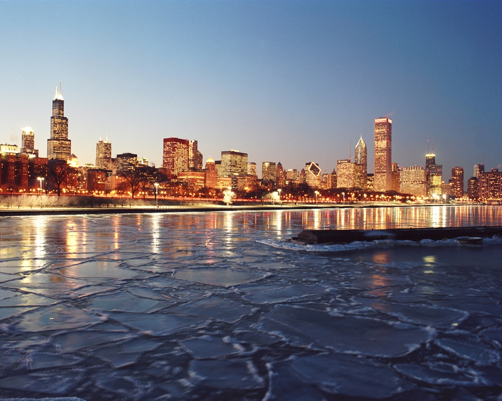 Frozen Lake Michigan & Chicago Skyline Chicago Seasons Framed Print