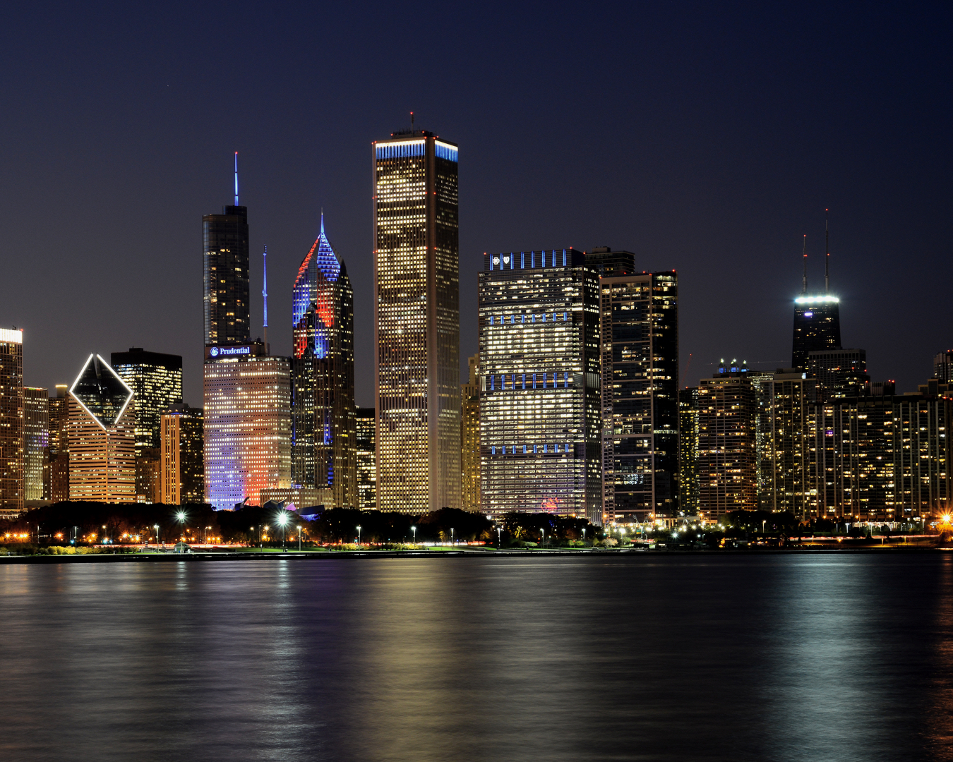 Chicago Cubs Night Skyline World Series Champs Chicago Cubs Framed