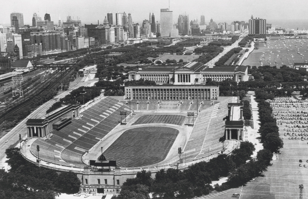 Vintage Soldier Field Black & White Historical Chicago Bears