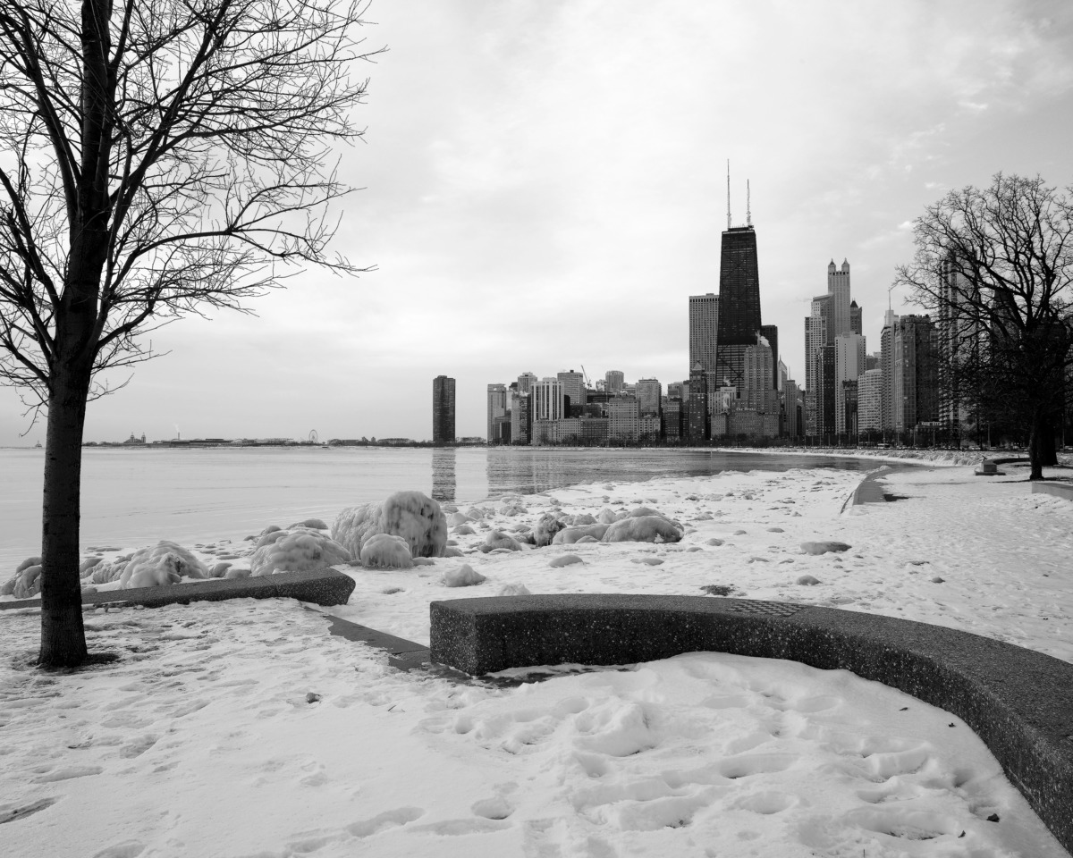 Cold Chicago Winter Morning Chicago Black & White Framed Print