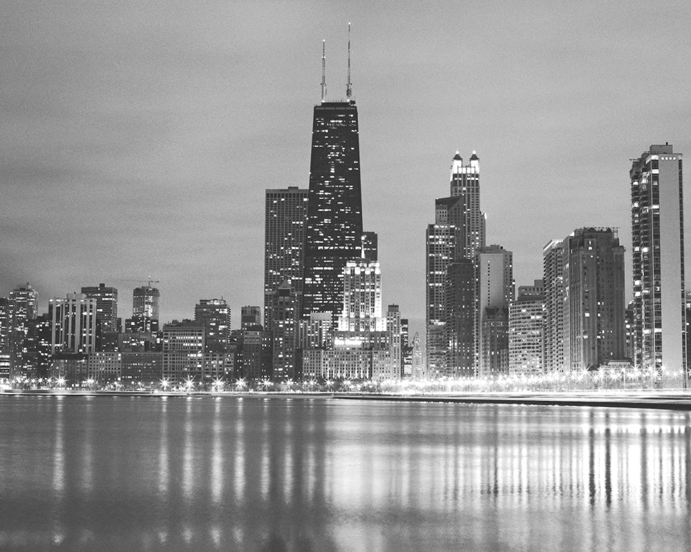 Chicago Skyline Art Chicago Buildings Chicago Black & White Framed Print