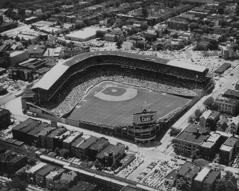Wrigleyville Area & Wrigley Field Black & White Chicago Cubs Framed