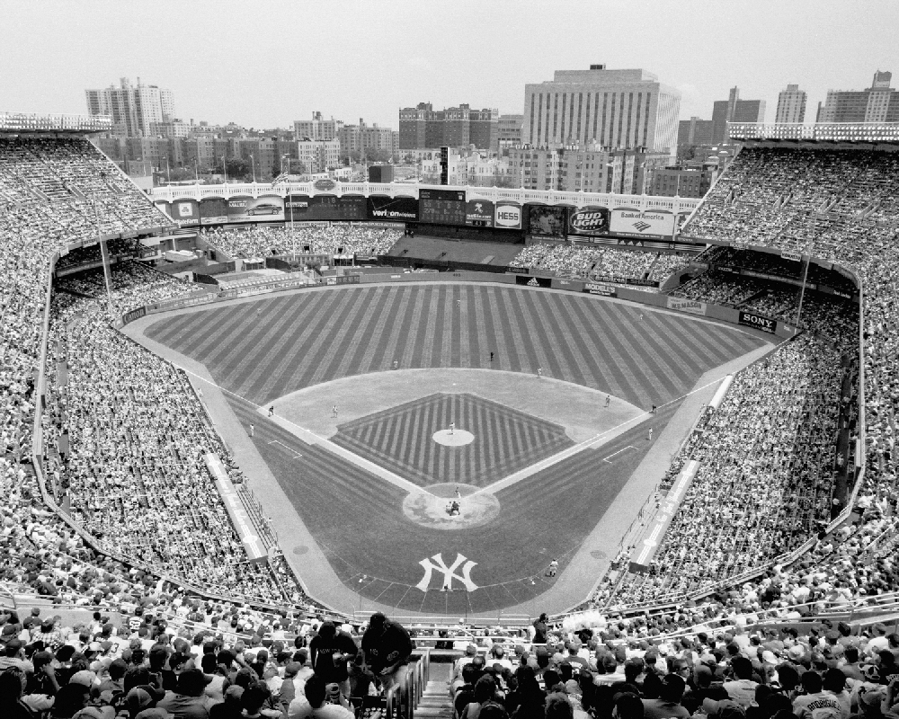 Old Yankee Stadium Black & White MLB Stadiums Framed Print