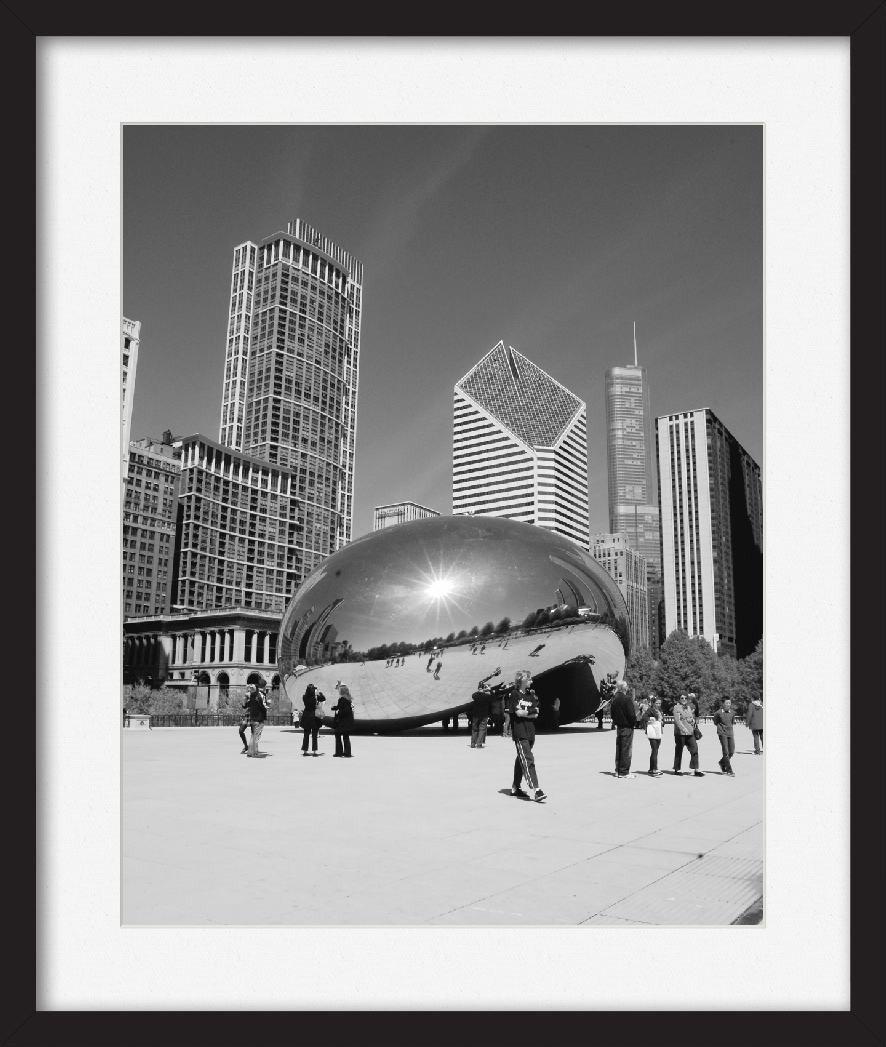 The Bean Chicago Black & White Framed Print