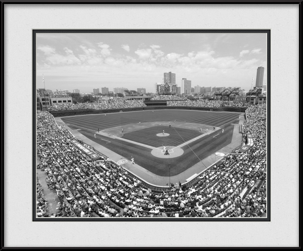 Wrigley Field Ballpark Black & White Chicago Cubs Framed Print