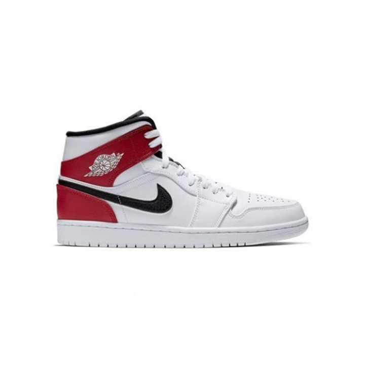 BADASS MONKEY AIR JORDAN 1 MID WHITE BLACK GYM RED