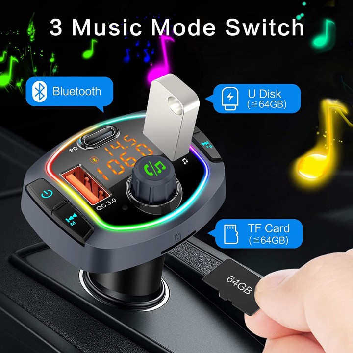 Tokuniku BC63 Bluetooth Handsfree Car Charger 2 USB Port and 1 USB