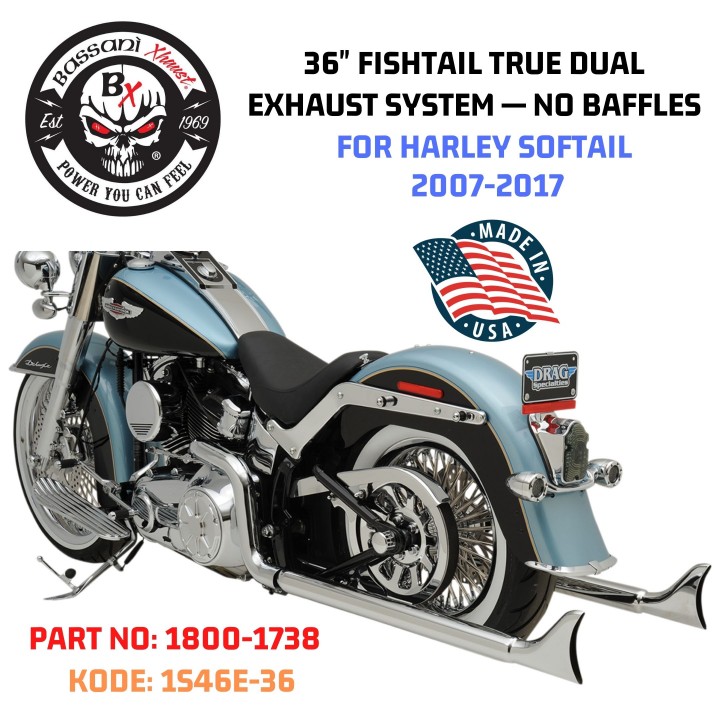 Budung Cycles BASSANI XHAUST 36 INCH FISHTAIL TRUE DUAL EXHAUST