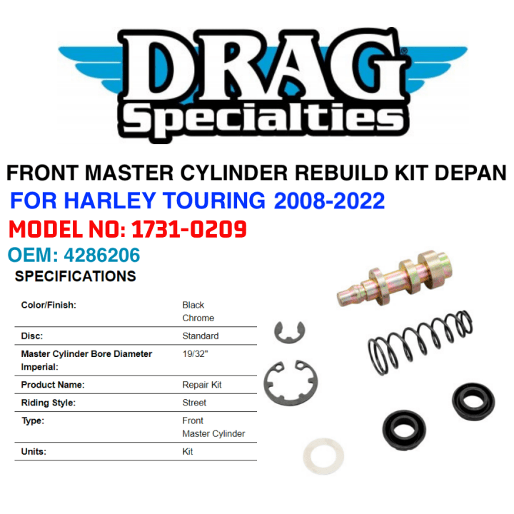Jack 13 motor FRONT MASTER CYLINDER REBUILD KIT DEPAN FOR HARLEY