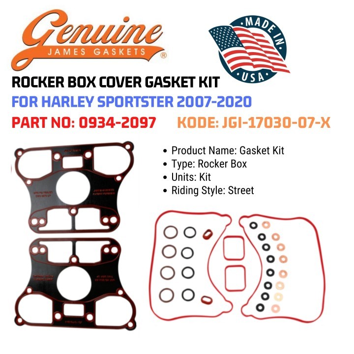 Budung Cycles ROCKER BOX COVER GASKET KIT HARLEY FOR HARLEY SPORTSTER 0720 09342097 KODE JGI