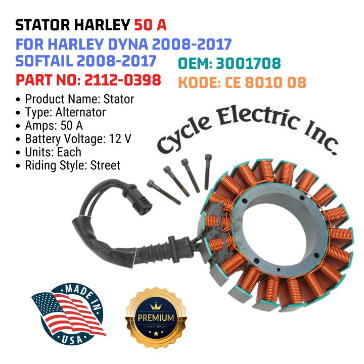 Jack 13 motor STATOR HARLEY 50 A FOR HARLEY DYNA 20082017 SOFTAIL