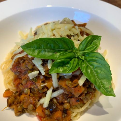 Lentil and Aubergine Bolognese