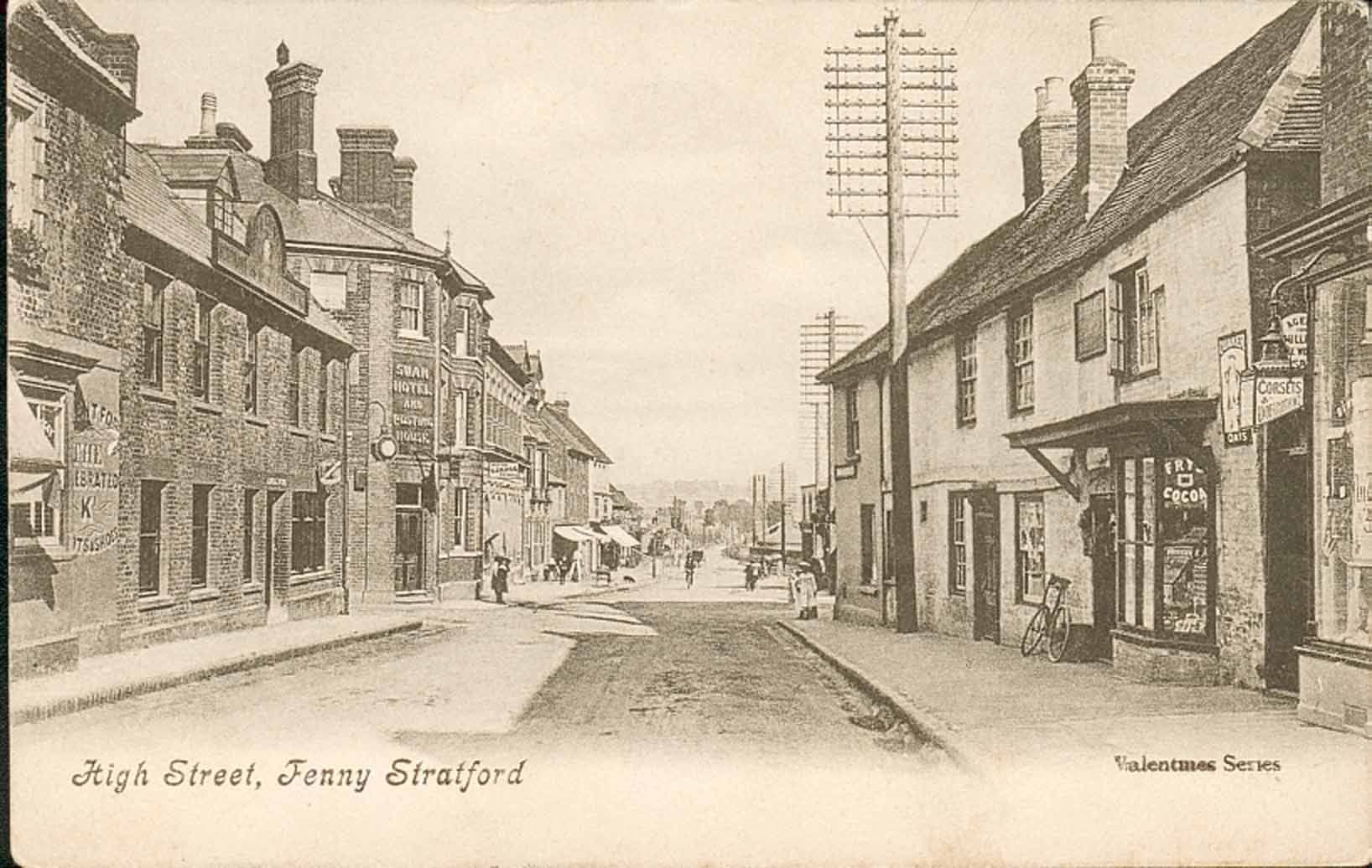 High Street, Fenny Stratford looking south towards Swan Hotel Living