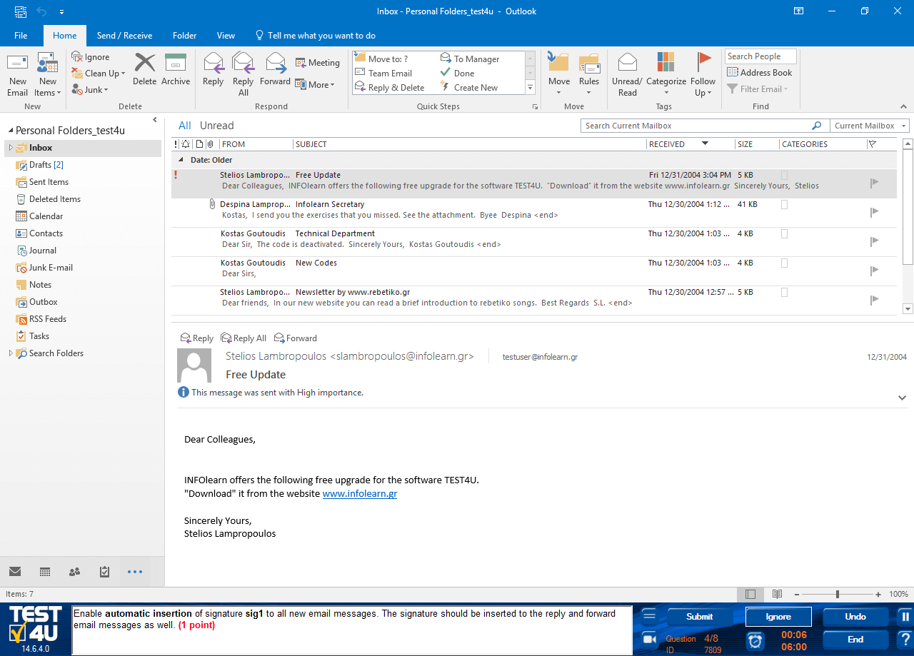 Prep Test MOS Outlook 2016 (Exam 77731) success 100 exam