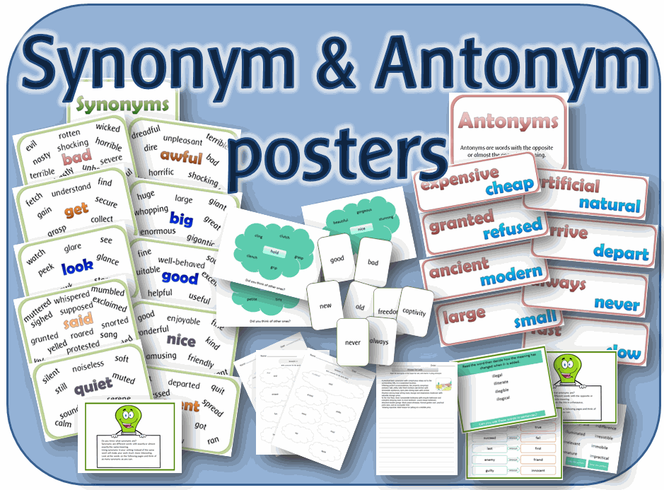 Spag Year 6 Synonyms and Antonyms posters and headings pack | Teaching