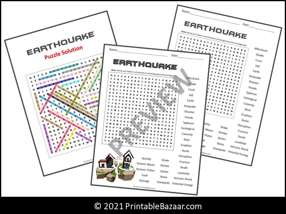 Earthquake Word Search Puzzle | Teaching Resources